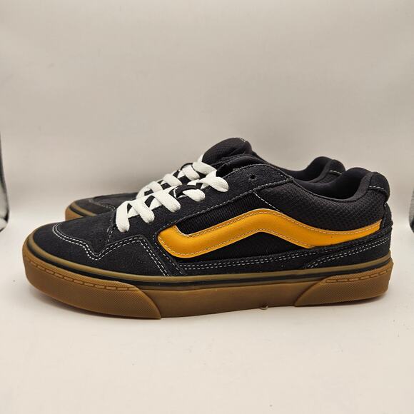 VANS MEN\'S 9 CALDRONE SUEDE MESH BLACK GUM YELLOW LOW TOP SNEAKER VN0A5JM2CHY main image 7